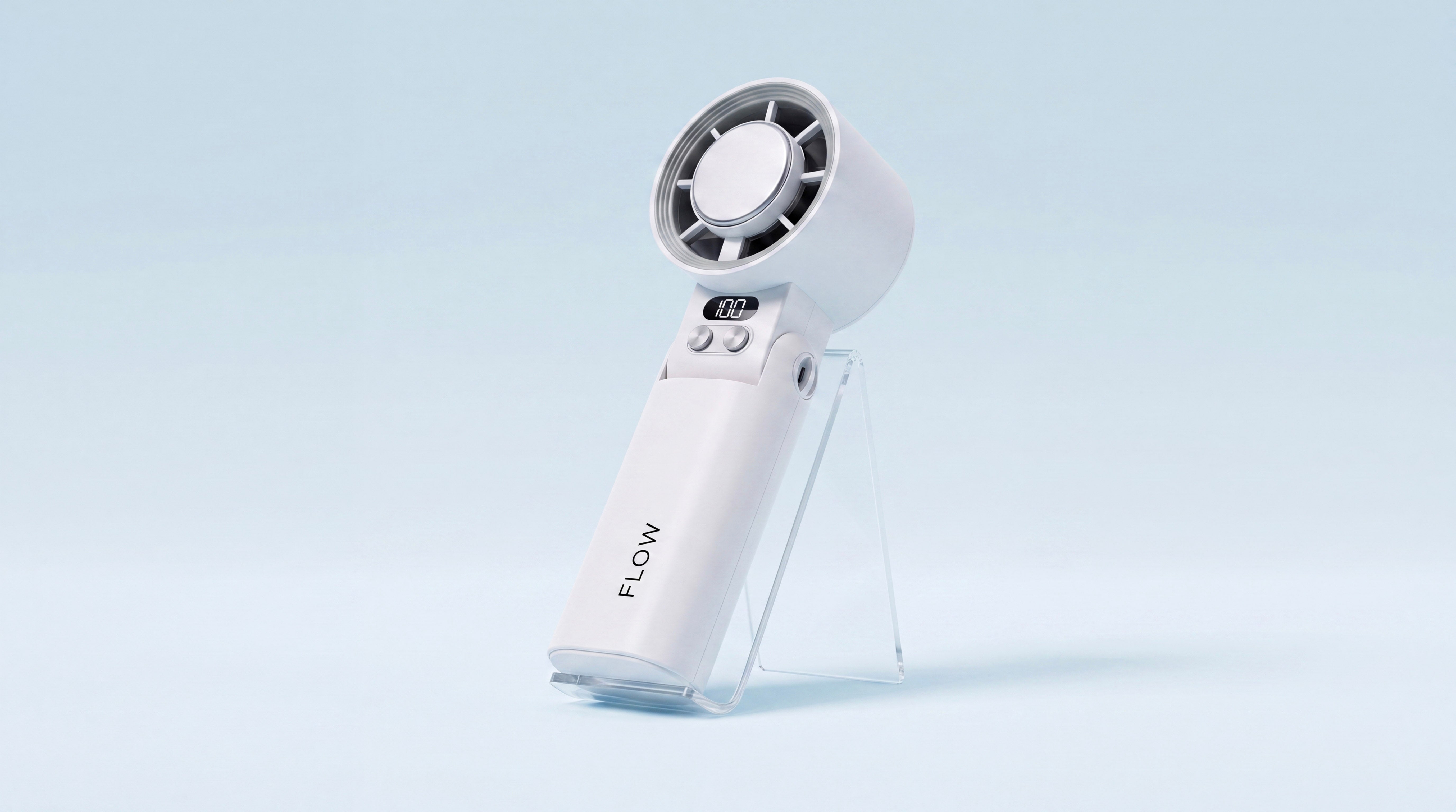 The Flow 2.0 handheld cooling fan